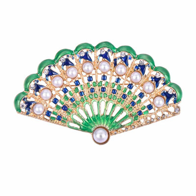 

Creative New Elegant Womens Lady Vintage Retro Jewelry Fan Pearl Rhinestone Pin Charm Brooch Gifts