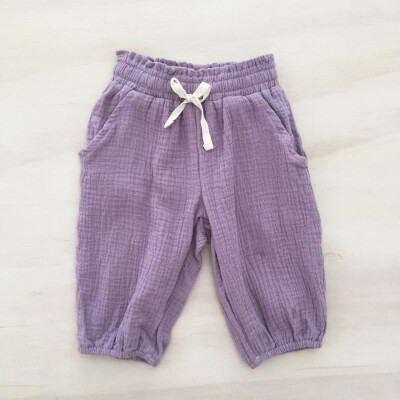 

Newborn Toddler Baby Kid Girl Cotton Linen Wrinkled Bloomers Trousers Leggings Pants