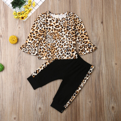 

Toddler Kids Baby Girls Leopard Tops Pants Leggings Outfits Clothes Tracksuit