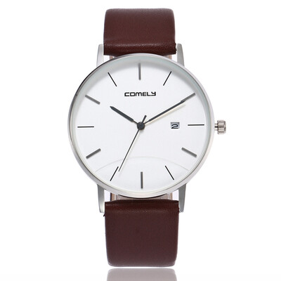 

Belt watch mens Japanese movement simple scale calendar quartz watch female