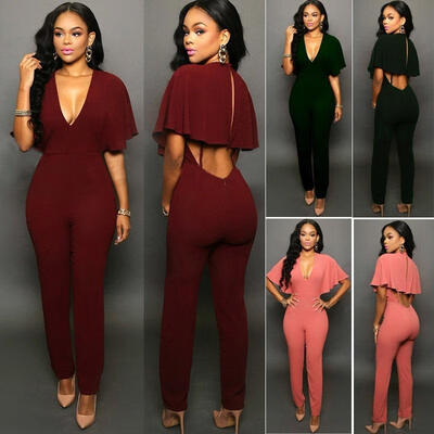 

Women Ladies Clubwear Playsuit V-neck Bodycon Party Jumpsuit&Romper Trousers