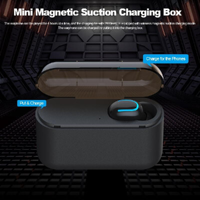 

HBQ-Q32 Single Ear Headphones Wireless Bluetooth 50 In-ear Headset Magnetic Music Earnuds Sport Earphones with Charging Box USB P