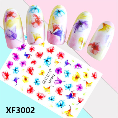 

Toponeto Fresh Style Flower Print 3D Nail Art Stickers Manicure Adhesive Transfer Decals