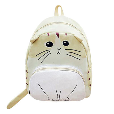 

Women Canvas Lovely Cute Cartoon Cat Backpack Casual Students School Bag