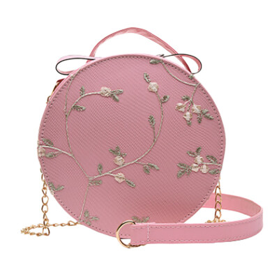 

Women Retro Floral Round Bag PU Leather Messenger Shoulder Bags Ladies Circular Crossbody Bags Female Handbag Bolsas YJ