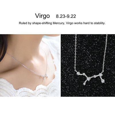 

Shiny Rhinestone Women Horoscope Astrology Constellation Sign Guardian Necklace