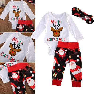 

Kids Baby Girls Boys Christmas Romper Tops Jumpsuit Long Pants Outfits Clothes