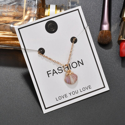 

Colorful Glitter Shell Pendant Necklace Simple Small Exquisite Lady Sweet Style Gold Necklace Dress Accessories Wedding Party