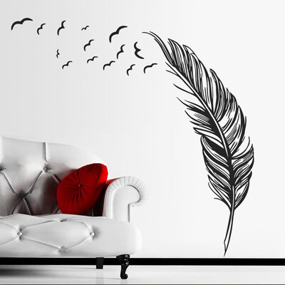 

〖Follure〗New Wall Sticker Birds Feather Bedroom Home Decal Mural Art Decor White