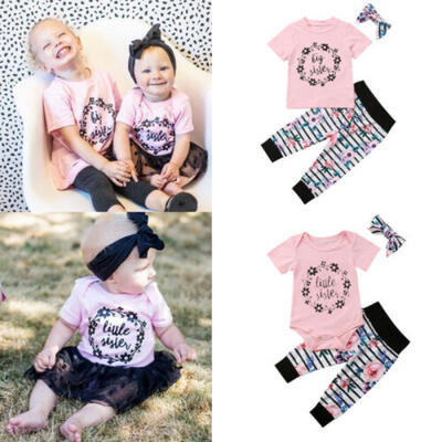 

Family Matching Clothes Big Sister T-shirt Little Sister Romper Pant Outfits