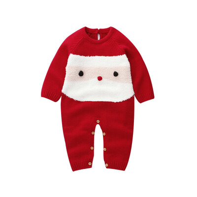 

Infant Baby Boy Girl Christmas Knitting Wool Romper Jumpsuit Outfits Clothes