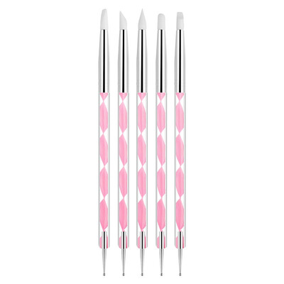 

Toponeto Nail Set Pen 5Pcs Spiral Silicone Pen Point Drill Pen Double Head Nail Pen