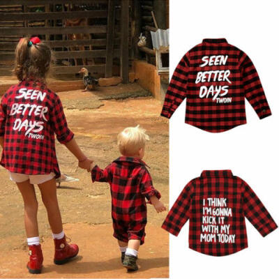 

US Infant Kids Baby Boys Girl Plaid Tops Shirt Long Sleeve Summer Outfit Clothes