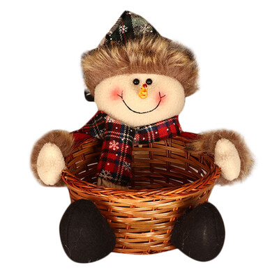 

Gobestart Christmas Candy Storage Basket Decoration Santa Claus Storage Basket Gift A