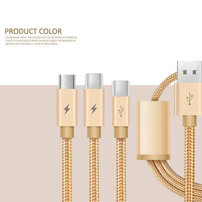 

3-in-1 Charging Cord 3A Quick Charge Type C Micro USB Lightning Cable