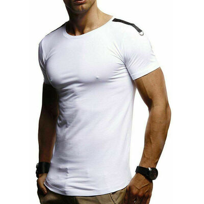

Mens Short Sleeve Gym T-Shirt Bodybuilding Slim Fit Stringer Shirts Top Blouse