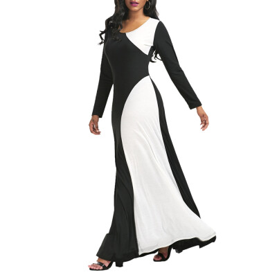 

Color Block Maxi Formal Dress with Long Sleeve