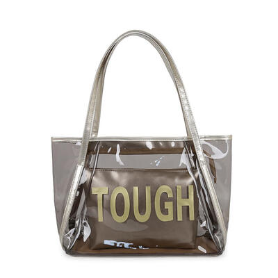 

2pcsset Clear Solid Color Shoulder Handbags Women Shopping Totes Clutch