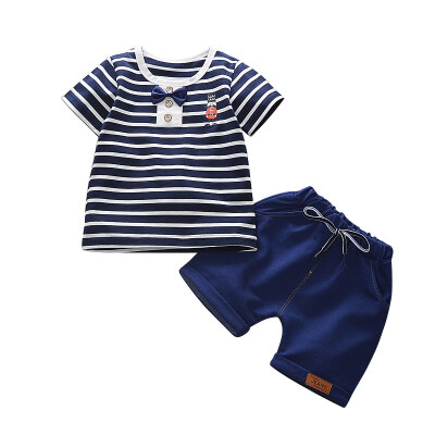 

Baby Boy Clothes 2Pcs Striped T-shirt TopsJeans Shorts Fashion Toddler Summer Casual Outfits