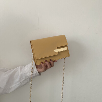 

Ins simple texture clip small square bag female 2019 new Korean casual wild chain single shoulder Messenger bag