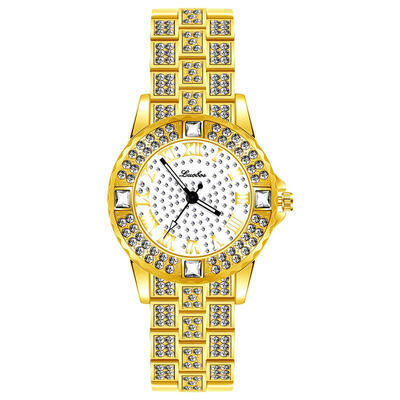

Luxurious Rose Gold Watch For Women Bling Crystal Rhinestone Quartz Wristwatch Ladies Luxury Elegant Watches Roman Number Clock