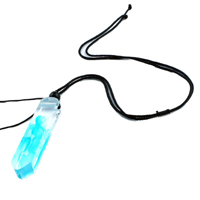 

Handmade Ink Painting Resin Wood Pendant Necklace Women Men Long Rope Sweater Chain Necklace