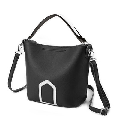 

Women Patchwork Shoulder Bag For Women Fashion Concise Casual Adjust Straps Handbags Bucket Shape Leather Crossbody Bag