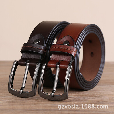 

Alloy pin buckle inch five pants belt mens first layer leather belt mens simple Korean version of the retro pin buckle