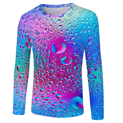 

Toponeto Men Funny 3D Print Round Neck Long Sleeve T Shirt Tops Casual Daily Blouse