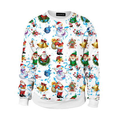

Christmas Women Hoodie Graphic Printed Sweatshirt Long Sleeve O-Neck
