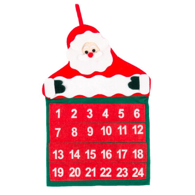 

Christmas 24 Day Hanging Advent Calendar Red And White Santa Claus Design Non-Woven Xmas Countdown Decoration Weihnachtskalender