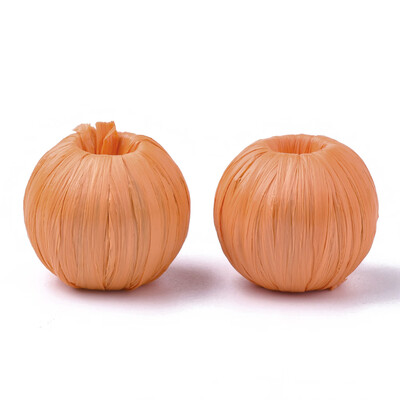 

Handmade Raffia Woven Beads with Wood Inside Round DarkOrange 2426x2324mm Hole 9mm