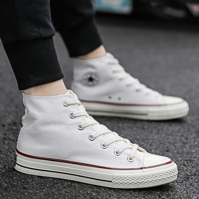 

Old Beijing cloth shoes male students Korean version fashion Baitao Summer Gaobang casual shoes high-top canvas shoes