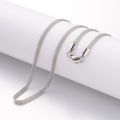 

304 Stainless Steel Necklace Making Mesh Chains with Lobster Clasps Stainless Steel Color 1969"500mm 3mm