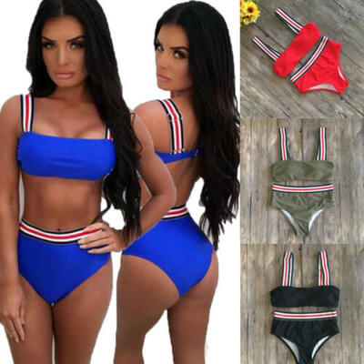 

Womens Vintage High Waist Padded Bra Bikini Set Floral Printed Swimwear Swimsuit