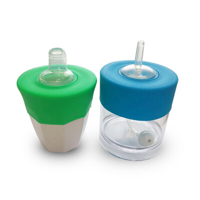 

CherubBaby Fun Babe Australia National Brand Leakproof Anti-scalding Duckbill Cup Straw Cup Silicone Cup Cover Universal Cup Cover Set BlueGreen