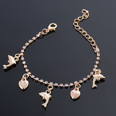 

New Summer Romantic Heart Dragonfly Bracelet Femme Gold Color Women Turtle Dolphins Bracelets Pulseras Fine Jewelry