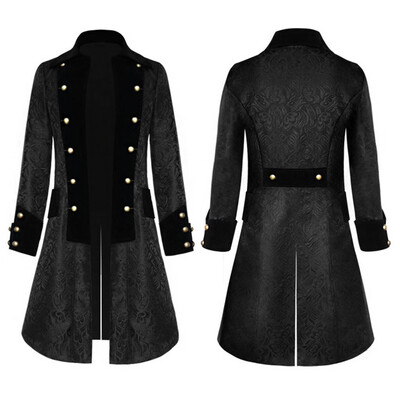 

Gobestart Men Button Fashion Steampunk Vintage Jacket Gothic Frock Uniform Coat Tailcoat