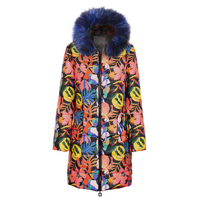 

Toponeto Womens Winter Print Long Down Cotton Ladies Hooded Coat Quilted Jacket Outwear