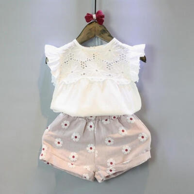 

Summer Kids Baby Girls Outfits Clothes T-shirt TopsShort Pants Shorts 2PCS Set