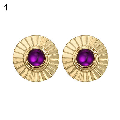 

Fashion Hollow Geometric Round Hook Earrings Women Rhinestones Party Ear Studs