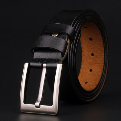 

150 160cm Large Size Mens Genuine Leather Belt Top Quality Pin Buckle Designer Male Black Belt for Men Jeans Fashion Men Belts