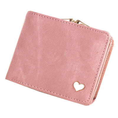 

Women Heart Kiss Lock Bifold Coin Purse Card Cash Holder Faux Leather Wallet