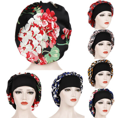 

Silk Night Sleep Cap Hair Bonnet Hat Head Cover Satin Wide Adjust Elastic Band