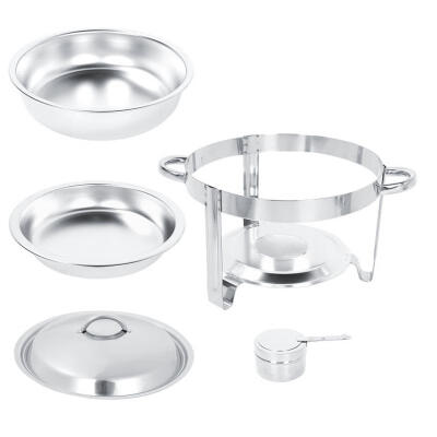 

Greensen 2PCS 35L Stainless Steel Round Chafing Dish Buffet Catering Warmer Set