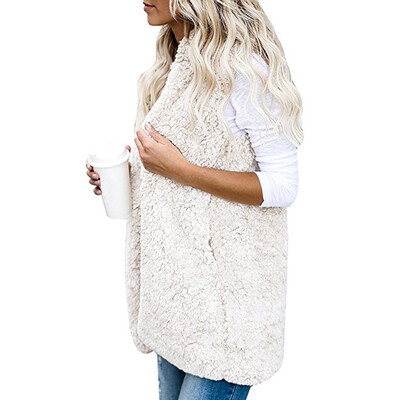 

Roseonmyhand Womens Vest Winter Warm Hoodie Outwear Casual Coat Faux Fur Zip Up Sherpa Jacket