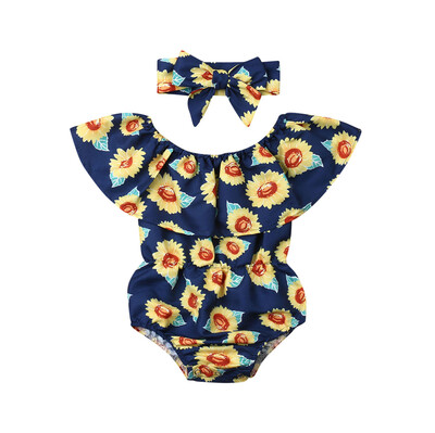 

Newborn Toddler Baby Girls Floral Romper Playsuit JumpsuitHeadband 2Pcs Outfits
