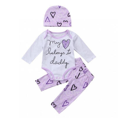 

2017 New Infant Baby Girls Clothes Fashion Cotton Long Sleeve Romper Heart Print Pants Outfits