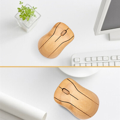 

24G Wireless Optical Bamboo Mouse 3 Adjustable DPI Computer Mouse with USB Receiver for Notebook PC Laptop Computer Yellow