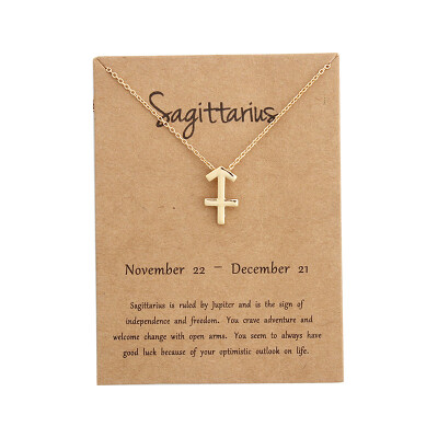 

12 Constellation Pendant Necklace Zodiac Sign Necklace Birthday Gifts Message Card for Women Girl